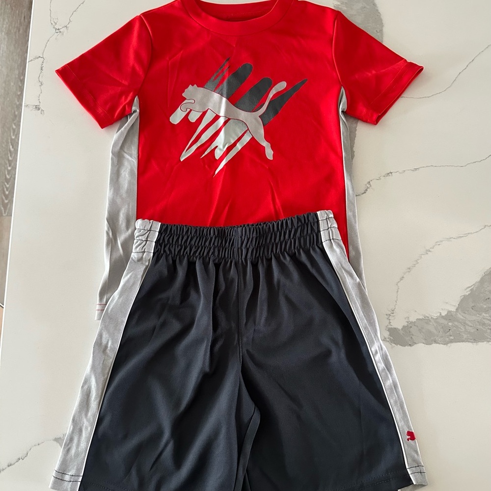 Puma Red and Gray Short Sleeve Tee